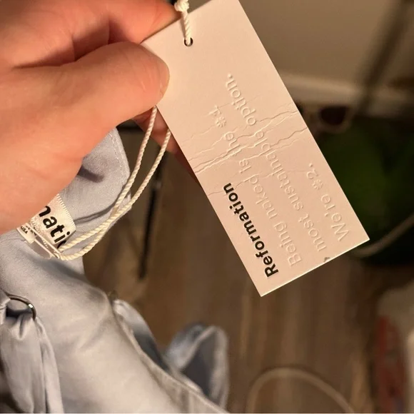 Reformation Cherrie Dress Blue sz 12 - Picture 9 of 12